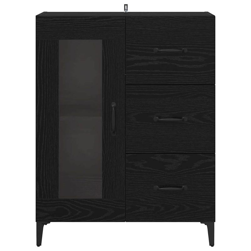 Casa si Gradina - Mobilier - Comode si corpuri - Comode - Bufet Stejar Negru 69,5 x 34 x 90 cm Lemn Ingineresc si Fier - Infinity.ro
