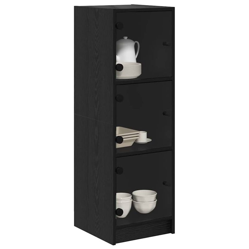 Casa si Gradina - Mobilier - Comode si corpuri - Comode - Bufet Stejar Negru 35 x 37 x 109 cm Lemn compozit - Infinity.ro