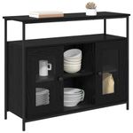 Casa si Gradina - Mobilier - Comode si corpuri - Comode - Bufet Stejar Negru 100 x 35 x 80 cm Lemn compozit - Infinity.ro