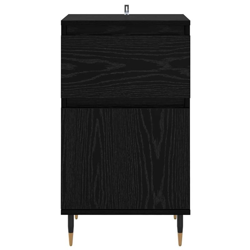 Casa si Gradina - Mobilier - Comode si corpuri - Comode - Bufet Stejar Negru 40 x 35 x 70 cm Lemn Ingineresc si Fier - Infinity.ro