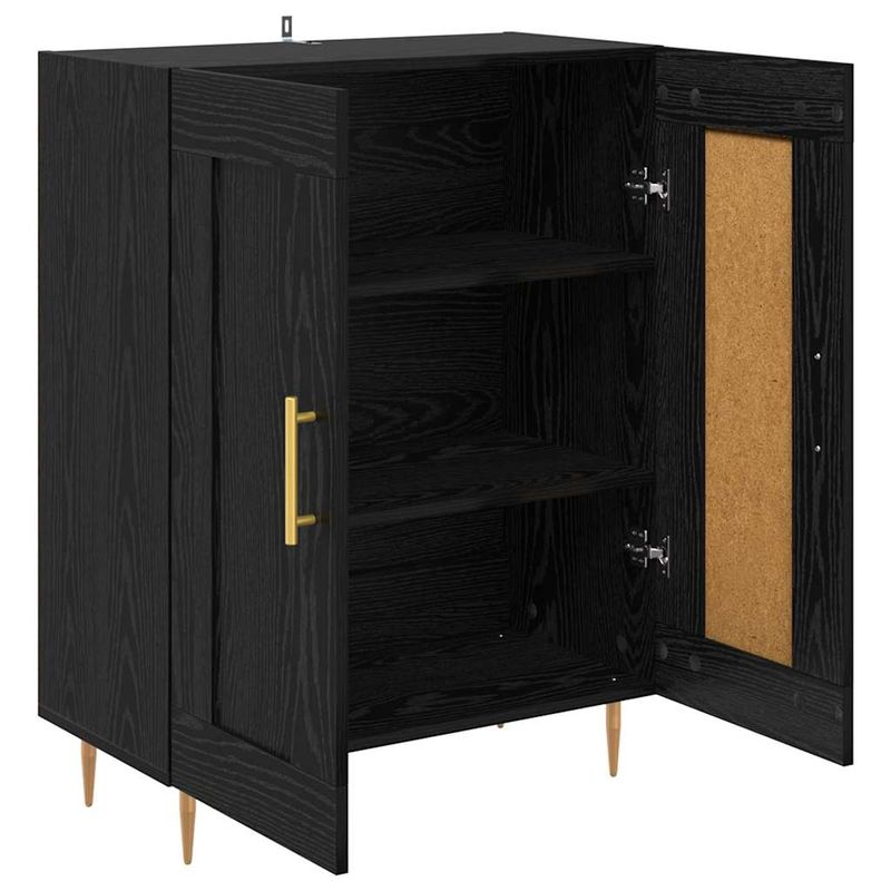 Casa si Gradina - Mobilier - Comode si corpuri - Comode - Bufet Stejar Negru 69,5 x 34 x 90 cm Lemn Ingineresc si Fier - Infinity.ro