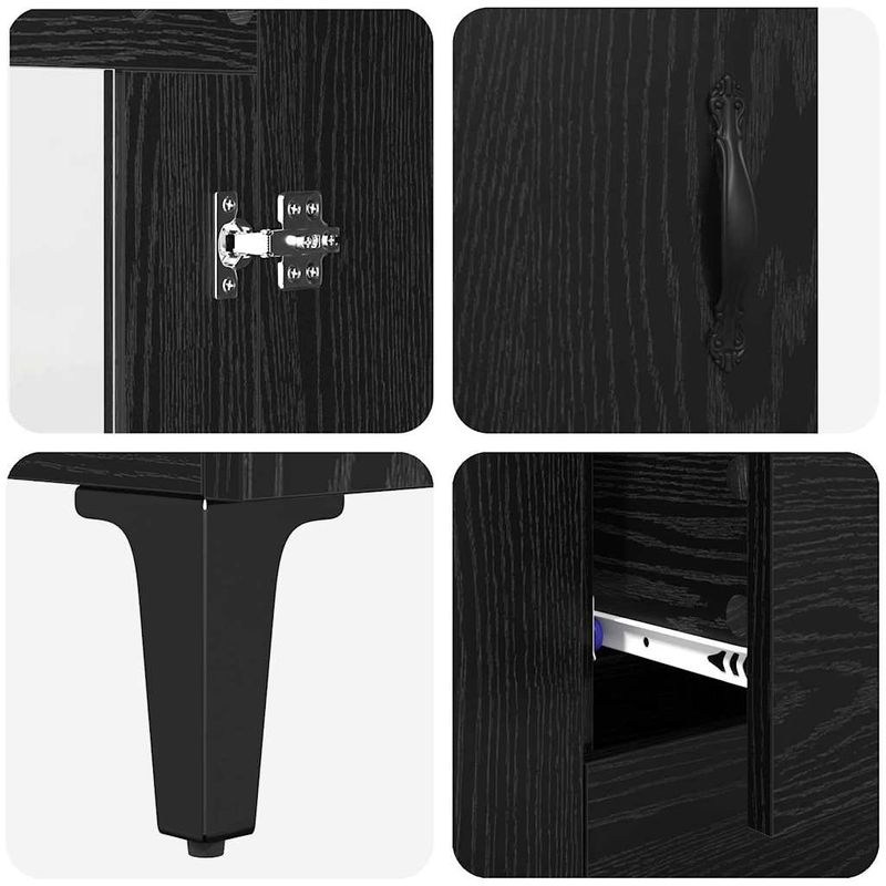 Casa si Gradina - Mobilier - Comode si corpuri - Comode - Bufet Stejar Negru 69,5 x 34 x 90 cm Lemn Ingineresc si Fier - Infinity.ro