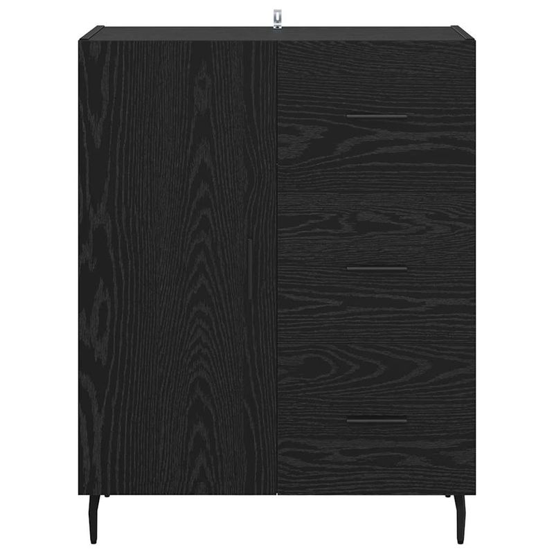 Casa si Gradina - Mobilier - Comode si corpuri - Comode - Bufet Stejar Negru 69,5 x 34 x 90 cm Lemn Ingineresc si Fier - Infinity.ro