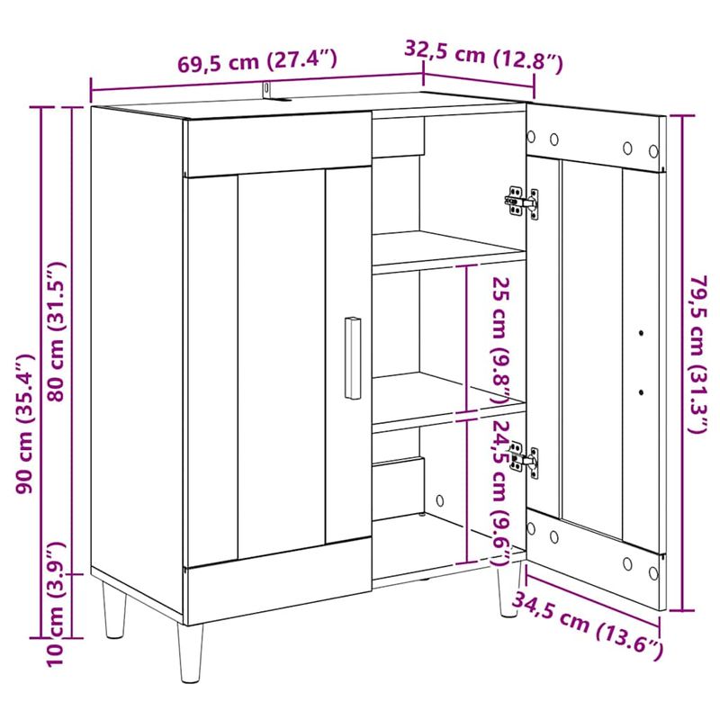 Casa si Gradina - Mobilier - Comode si corpuri - Comode - Bufet Stejar Negru 69,5 x 34 x 90 cm Lemn compozit - Infinity.ro
