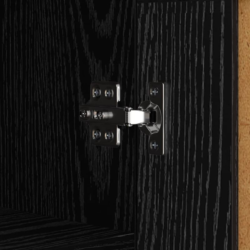 Casa si Gradina - Mobilier - Comode si corpuri - Comode - Bufet Stejar Negru 69,5 x 34 x 90 cm Lemn Ingineresc si Fier - Infinity.ro