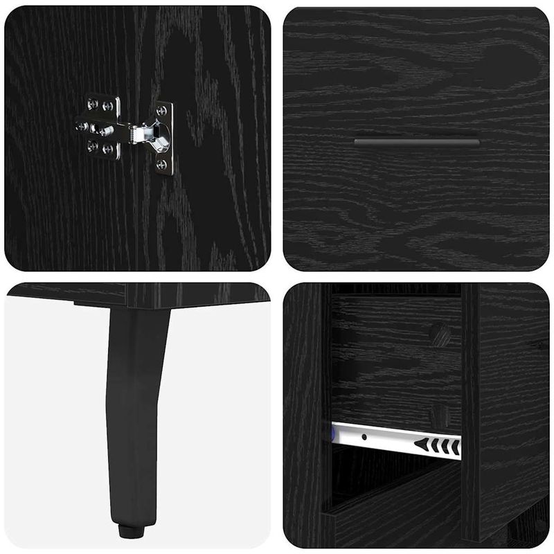 Casa si Gradina - Mobilier - Comode si corpuri - Comode - Bufet Stejar Negru 69,5 x 34 x 90 cm Lemn Ingineresc si Fier - Infinity.ro