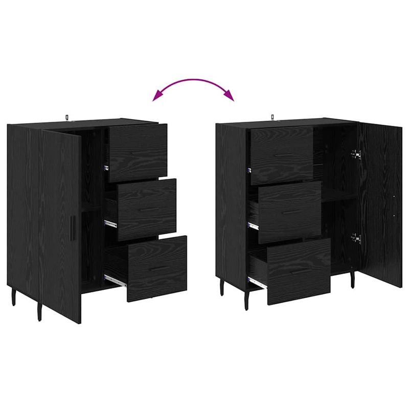 Casa si Gradina - Mobilier - Comode si corpuri - Comode - Bufet Stejar Negru 69,5 x 34 x 90 cm Lemn Ingineresc si Fier - Infinity.ro