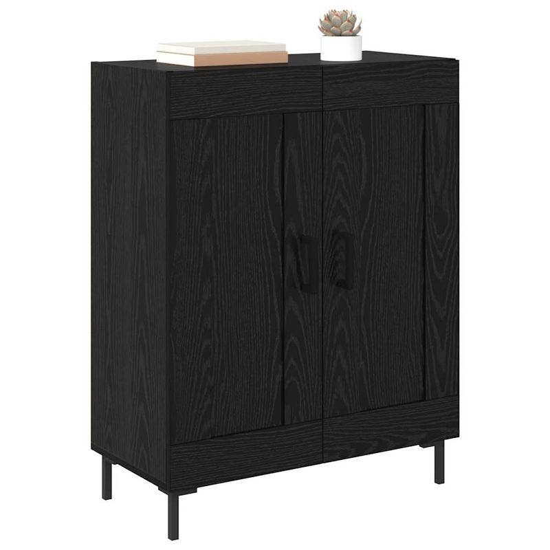 Casa si Gradina - Mobilier - Comode si corpuri - Comode - Bufet Stejar Negru 69,5 x 34 x 90 cm Lemn Ingineresc si Fier - Infinity.ro