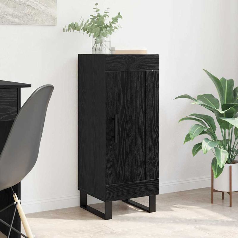 Casa si Gradina - Mobilier - Comode si corpuri - Comode - Bufet Stejar Negru 34,5 x 34 x 90 cm Lemn Ingineresc si Fier - Infinity.ro