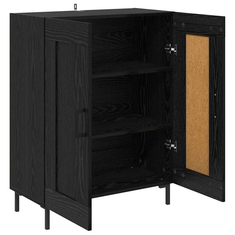 Casa si Gradina - Mobilier - Comode si corpuri - Comode - Bufet Stejar Negru 69,5 x 34 x 90 cm Lemn Ingineresc si Fier - Infinity.ro