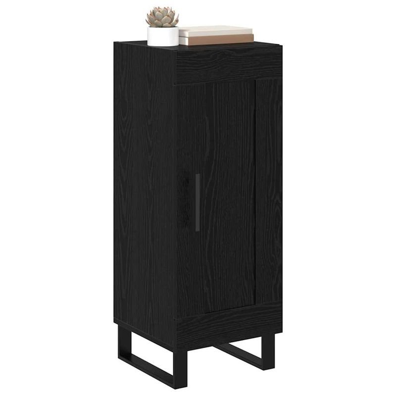 Casa si Gradina - Mobilier - Comode si corpuri - Comode - Bufet Stejar Negru 34,5 x 34 x 90 cm Lemn Ingineresc si Fier - Infinity.ro