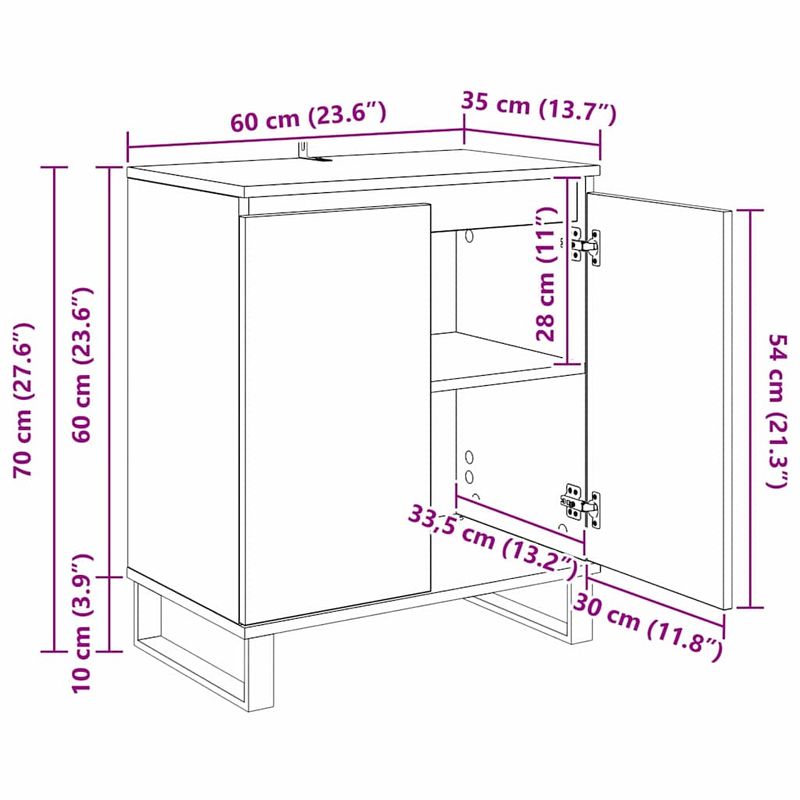 Casa si Gradina - Mobilier - Comode si corpuri - Comode - Bufet Stejar Artizanal 60 x 35 x 70 cm Lemn compozit - Infinity.ro