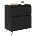Casa si Gradina - Mobilier - Comode si corpuri - Comode - Bufet Stejar Negru 60 x 35 x 70 cm Lemn Ingineresc si Fier - Infinity.ro