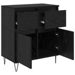 Casa si Gradina - Mobilier - Comode si corpuri - Comode - Bufet Stejar Negru 60 x 35 x 70 cm Lemn Ingineresc si Fier - Infinity.ro