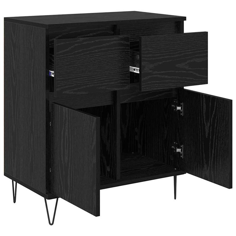 Casa si Gradina - Mobilier - Comode si corpuri - Comode - Bufet Stejar Negru 60 x 35 x 70 cm Lemn Ingineresc si Fier - Infinity.ro