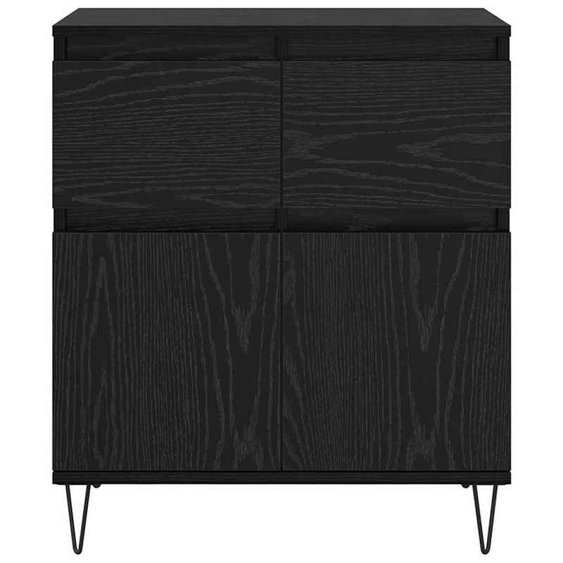 Casa si Gradina - Mobilier - Comode si corpuri - Comode - Bufet Stejar Negru 60 x 35 x 70 cm Lemn Ingineresc si Fier - Infinity.ro