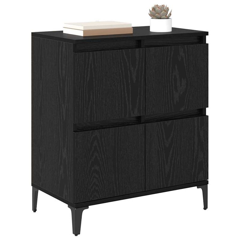 Casa si Gradina - Mobilier - Comode si corpuri - Comode - Bufet Stejar Negru 60 x 35 x 70 cm Lemn Ingineresc si Fier - Infinity.ro