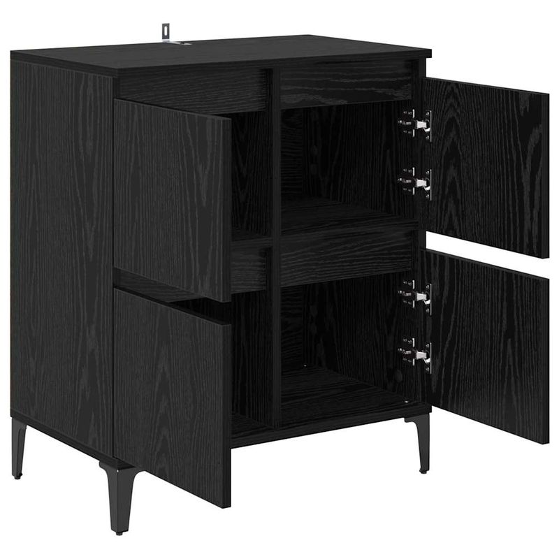 Casa si Gradina - Mobilier - Comode si corpuri - Comode - Bufet Stejar Negru 60 x 35 x 70 cm Lemn Ingineresc si Fier - Infinity.ro