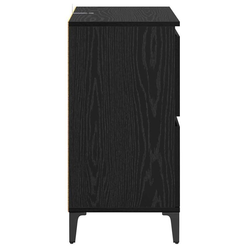 Casa si Gradina - Mobilier - Comode si corpuri - Comode - Bufet Stejar Negru 60 x 35 x 70 cm Lemn Ingineresc si Fier - Infinity.ro
