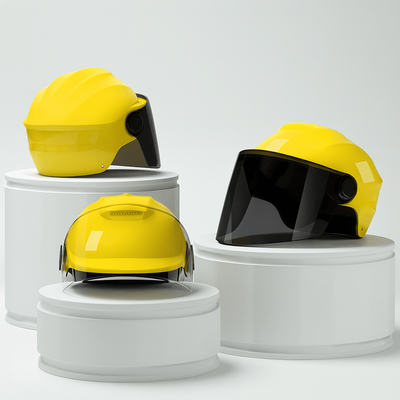 Auto si Moto - Moto - Echipamente protectie moto - Casti moto - Casca scuter/bicicleta electrica Unisex cu vizor, marime universala 56-62 cm, Galben - Infinity.ro