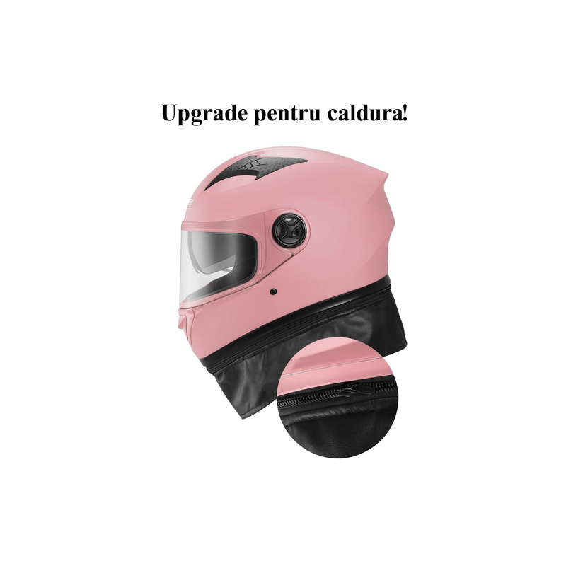 Auto si Moto - Moto - Echipamente protectie moto - Casti moto - Casca Moto/Scuter FIXATO Ultra, Viziera Dubla, Ventilatie buna si permeabilitate la aer, Esarfa de iarna detasabila, Roz - Infinity.ro