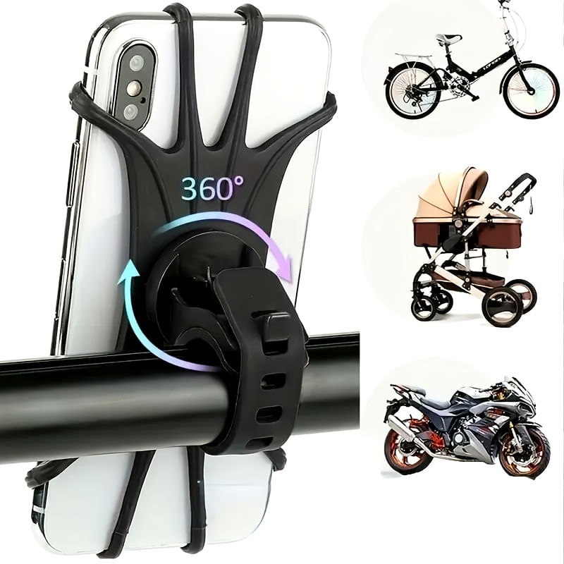 Auto si Moto - Moto - Accesorii moto si consumabile - Suport telefon universal pentru bicicleta, FIXATO, rotativ 360°, montaj pe ghidon, silicon, compatibil bicicleta - Infinity.ro