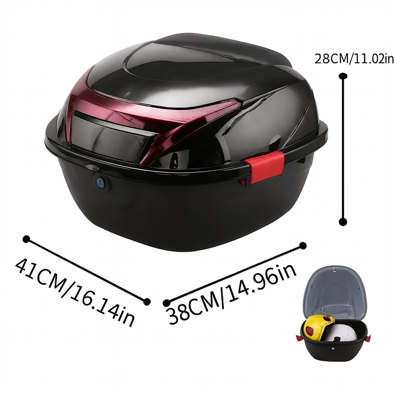 Auto si Moto - Moto - Accesorii moto si consumabile - Cutie portbagaj moto / scuter, 41x38x28 cm, FIXATO, cu cheie si sistem antifurt, Negru - Infinity.ro