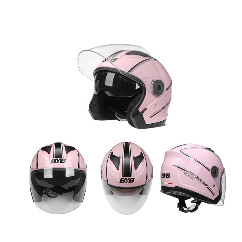 Auto si Moto - Moto - Echipamente protectie moto - Casti moto - Casca Moto/Scuter FIXATO Italia, Viziera Dubla, Protectie UV, marime universala 56-62cm, Roz - Infinity.ro