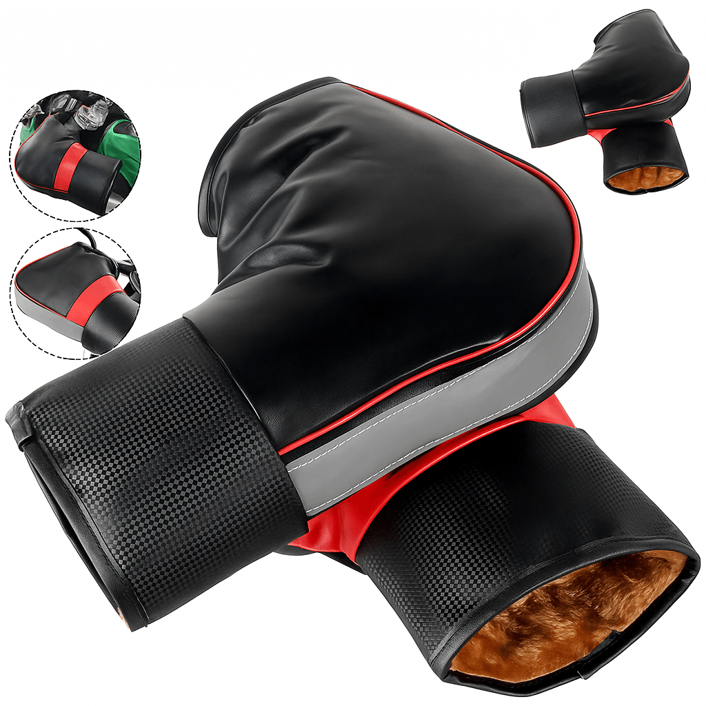 Manusi pentru ghidon Moto/Scuter/Bicicleta, Impermeabile, Calduroase, FIXATO, Reflectorizante, Negru