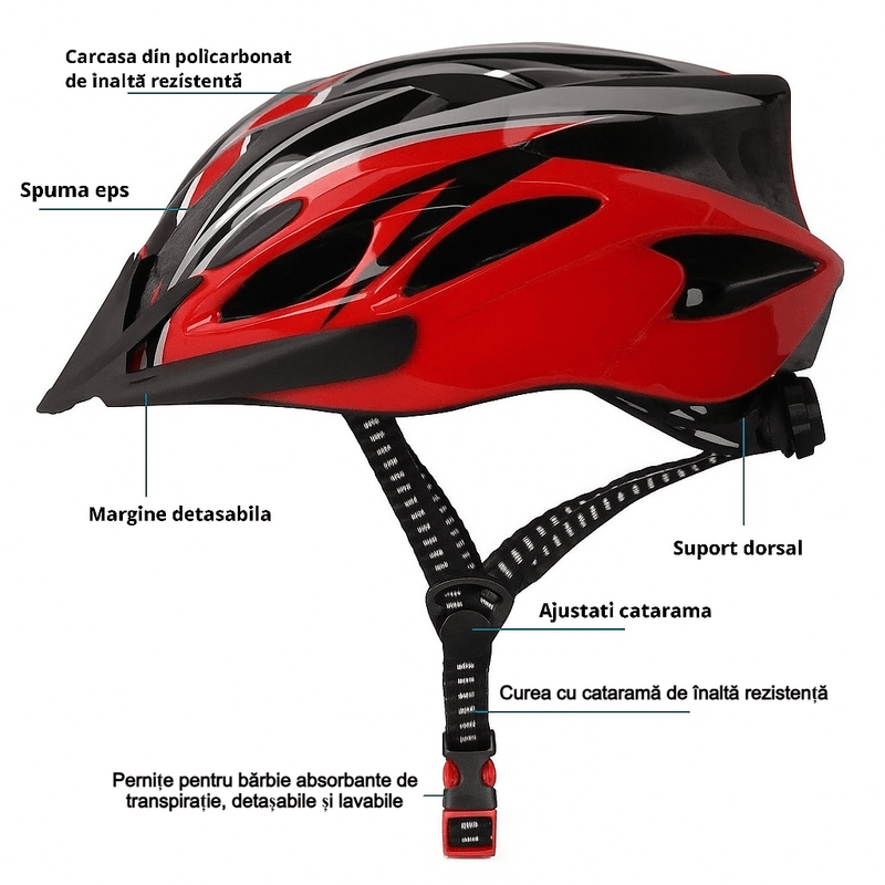 Sport si Outdoor - Echipament Sportiv - Accesorii echipament sportiv - Casti de protectie - Casca protectie Bicicleta, Cu 20 canale de ventilatie, Aerodinamica, Dimensiune reglabila, Roz - Infinity.ro