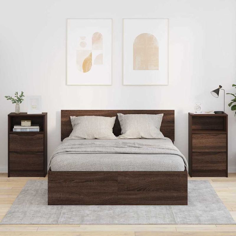 Casa si Gradina - Mobilier - Comode si corpuri - Noptiere - Noptiere cu sertar 2 pcs Stejar inchis 40 x 30 x 467 cm - Infinity.ro