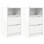 Casa si Gradina - Mobilier - Comode si corpuri - Noptiere - Noptiere cu sertar 2 pcs Alb lucios 40 x 30 x 467 cm - Infinity.ro