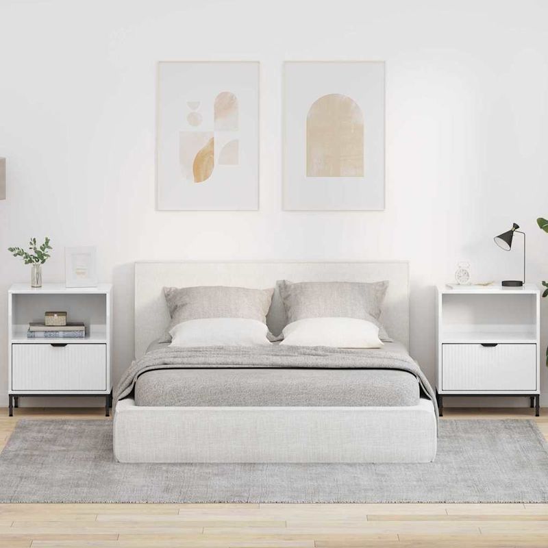 Casa si Gradina - Mobilier - Comode si corpuri - Noptiere - Noptiere 2 pcs Alb foarte lucios 49 x 36 x 61 cm - Infinity.ro