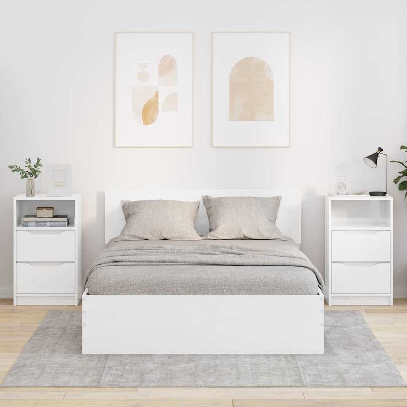 Casa si Gradina - Mobilier - Comode si corpuri - Noptiere - Noptiere cu sertar 2 pcs Alb lucios 40 x 30 x 467 cm - Infinity.ro