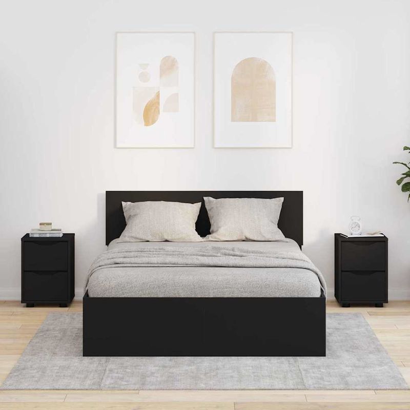 Casa si Gradina - Mobilier - Comode si corpuri - Noptiere - Noptiere 2 pcs Negru 30,5 x 30 x 43 cm Lemn compozit - Infinity.ro