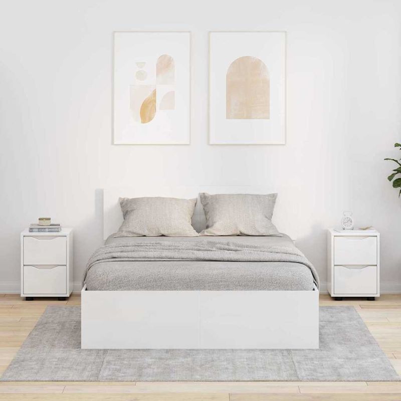 Casa si Gradina - Mobilier - Comode si corpuri - Noptiere - Noptiere cu sertar 2 pcs Alb lucios 30,5 x 30 x 43 cm - Infinity.ro