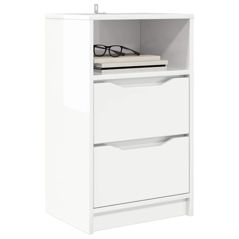Casa si Gradina - Mobilier - Comode si corpuri - Noptiere - Noptiere cu sertar 2 pcs Alb lucios 40 x 30 x 467 cm - Infinity.ro