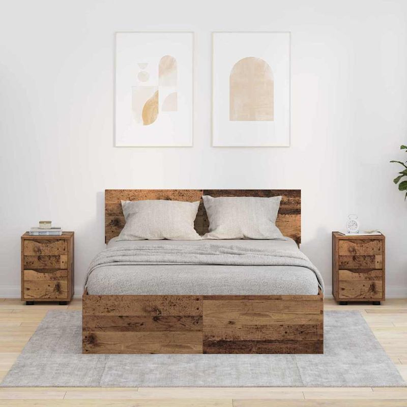 Casa si Gradina - Mobilier - Comode si corpuri - Noptiere - Noptiere cu sertar 2 pcs Lemn Vechi 30,5 x 30 x 43 cm - Infinity.ro