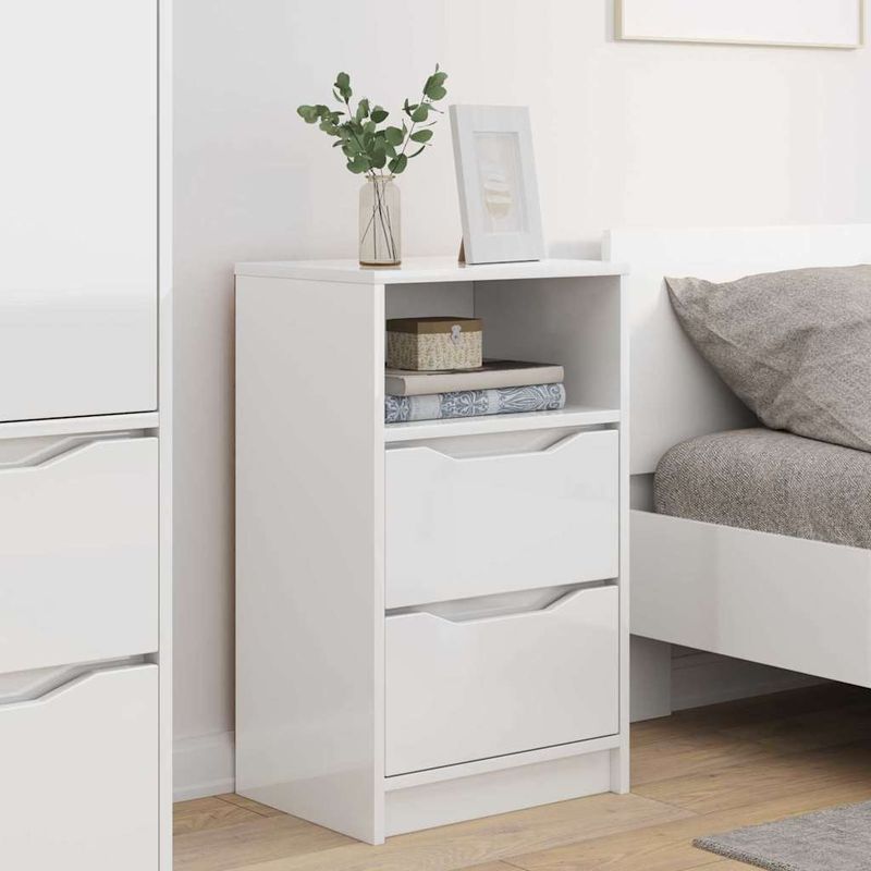 Casa si Gradina - Mobilier - Comode si corpuri - Noptiere - Noptiere cu sertar 2 pcs Alb lucios 40 x 30 x 467 cm - Infinity.ro
