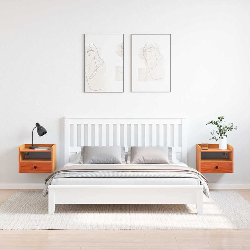 Casa si Gradina - Mobilier - Comode si corpuri - Noptiere - Noptiere cu sertar Pe perete 2 pcs Maro ceruit 38 x 36 x 29.5 cm - Infinity.ro