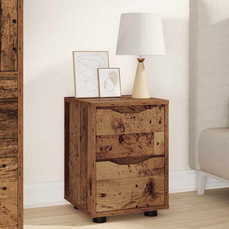 Casa si Gradina - Mobilier - Comode si corpuri - Noptiere - Noptiere cu sertar 2 pcs Lemn Vechi 30,5 x 30 x 43 cm - Infinity.ro