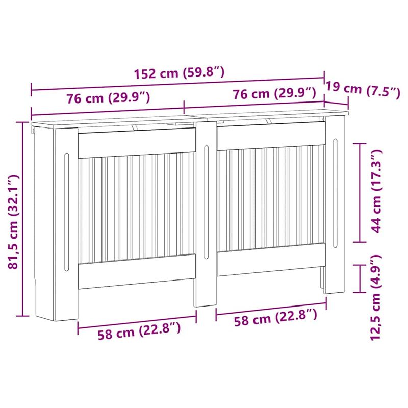 Casa si Gradina - Termice - Calorifere si accesorii - Accesorii calorifere - Masca pentru radiator Gri Sonoma 152 x 19 x 81,5 cm - Infinity.ro