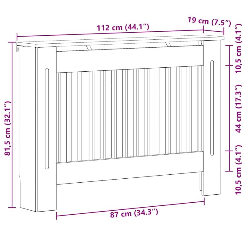 Casa si Gradina - Termice - Calorifere si accesorii - Accesorii calorifere - Masca pentru radiator Alb lucios 112 x 19 x 81,5 cm - Infinity.ro