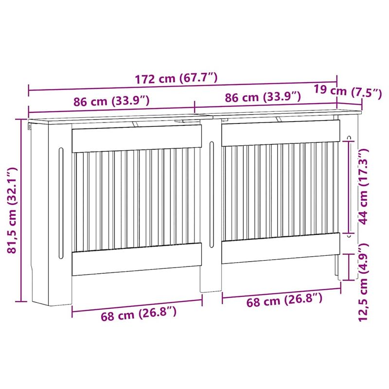 Casa si Gradina - Termice - Calorifere si accesorii - Accesorii calorifere - Masca pentru radiator Stejar Negru 172 x 19 x 81,5 cm - Infinity.ro