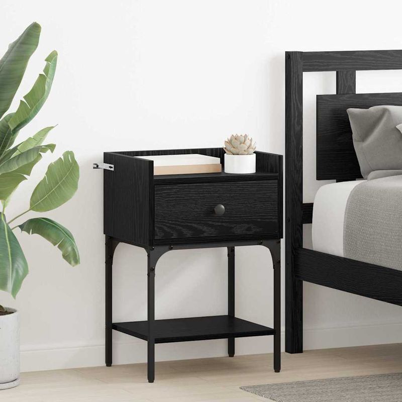 Casa si Gradina - Mobilier - Comode si corpuri - Noptiere - Noptiera cu sertar Stejar negru 40 x 29 x 60 cm Lemn compozit - Infinity.ro