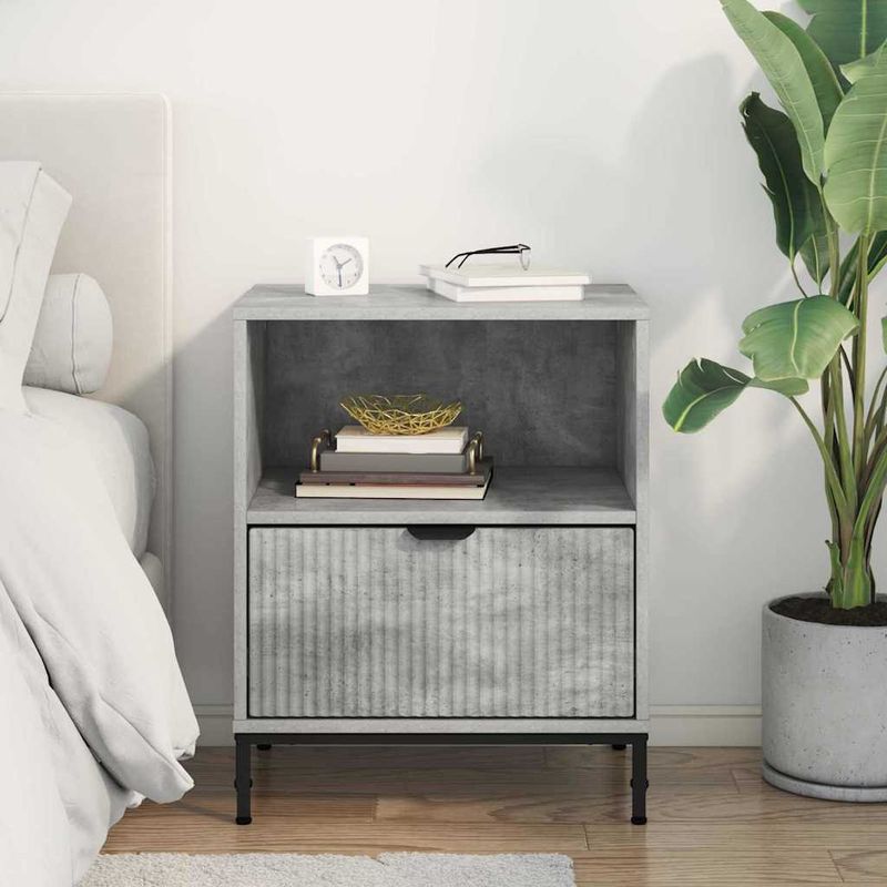 Casa si Gradina - Mobilier - Comode si corpuri - Noptiere - Noptiera cu sertar Gri beton 49 x 36 x 61 cm Lemn compozit - Infinity.ro