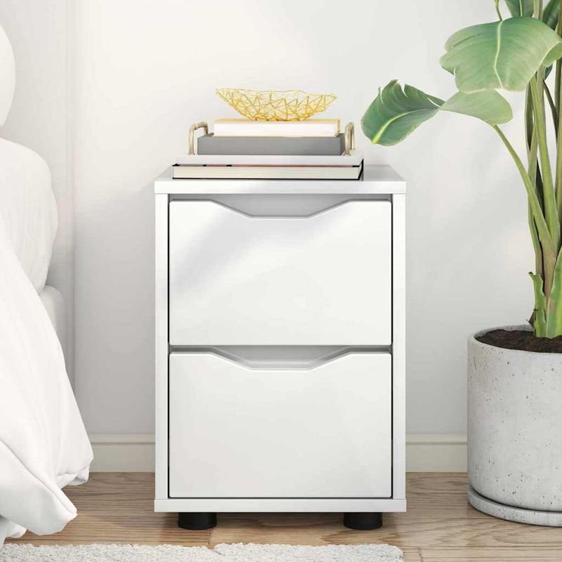 Casa si Gradina - Mobilier - Comode si corpuri - Noptiere - Noptiera cu sertar Alb lucios 30,5 x 30 x 43 cm Lemn compozit - Infinity.ro