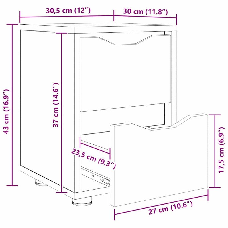 Casa si Gradina - Mobilier - Comode si corpuri - Noptiere - Noptiera cu sertar Negru 30,5 x 30 x 43 cm Lemn compozit - Infinity.ro