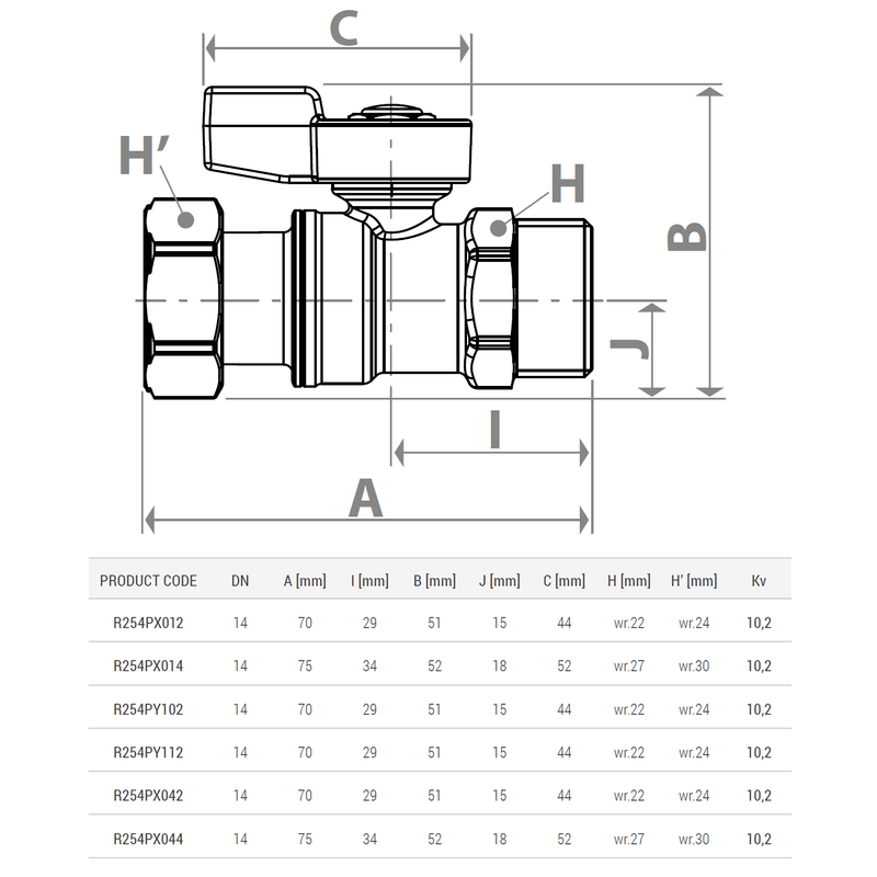 Casa si Gradina - Sanitare - Instalatii hidro - Robineti - Robinet cu bila Giacomini R254PX014, filet exterior 3/4" x piulita, filet interior 3/4", cu garnitura, maner tip T rosu - Infinity.ro