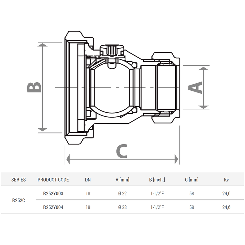 Casa si Gradina - Sanitare - Instalatii hidro - Fitinguri - Racord cu bila Giacomini R252Y004, pentru pompa, diametru conexiune prin compresie 28 mm x 1 1/2" filet interior, alama - Infinity.ro